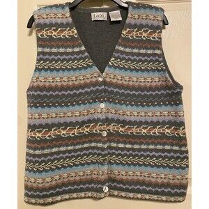 Tabi International Vintage Sweater Vest Cottage Preppy Classic Embroidered Knit